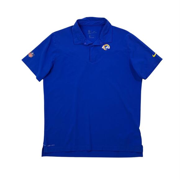 Nike Los Angeles Rams Shirt Mens L Large Royal Blue Dri Fit NFL On Field Polo - Picture 1 of 11
